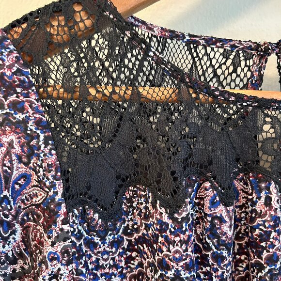 Joie Amedeo Silk Blouson Paisley Dress with Shirred Waist and Lace Yoke Size XS - Picture 9 of 14